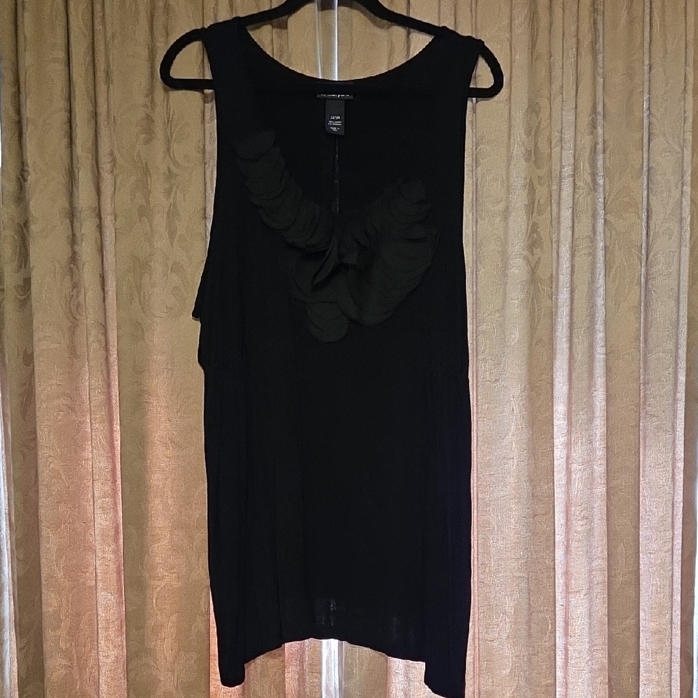 Lane Bryant Black Ruffled Tank Top
